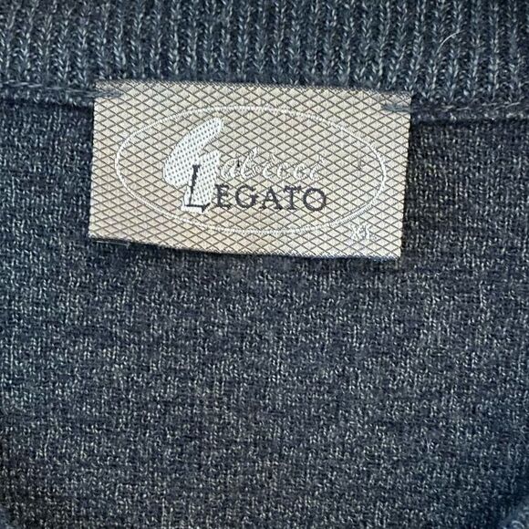 Gabicci Legato Men’s Sz XL Gray Wool Side Suede Diamond Pattern V-Neck Sweater - Picture 5 of 8